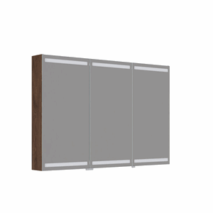 Speilskap Level 3 dører 80*120 cm Brun eik, Stikkontakt E