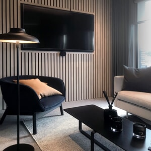 Spilepanel med sort MDF 2390x15x616